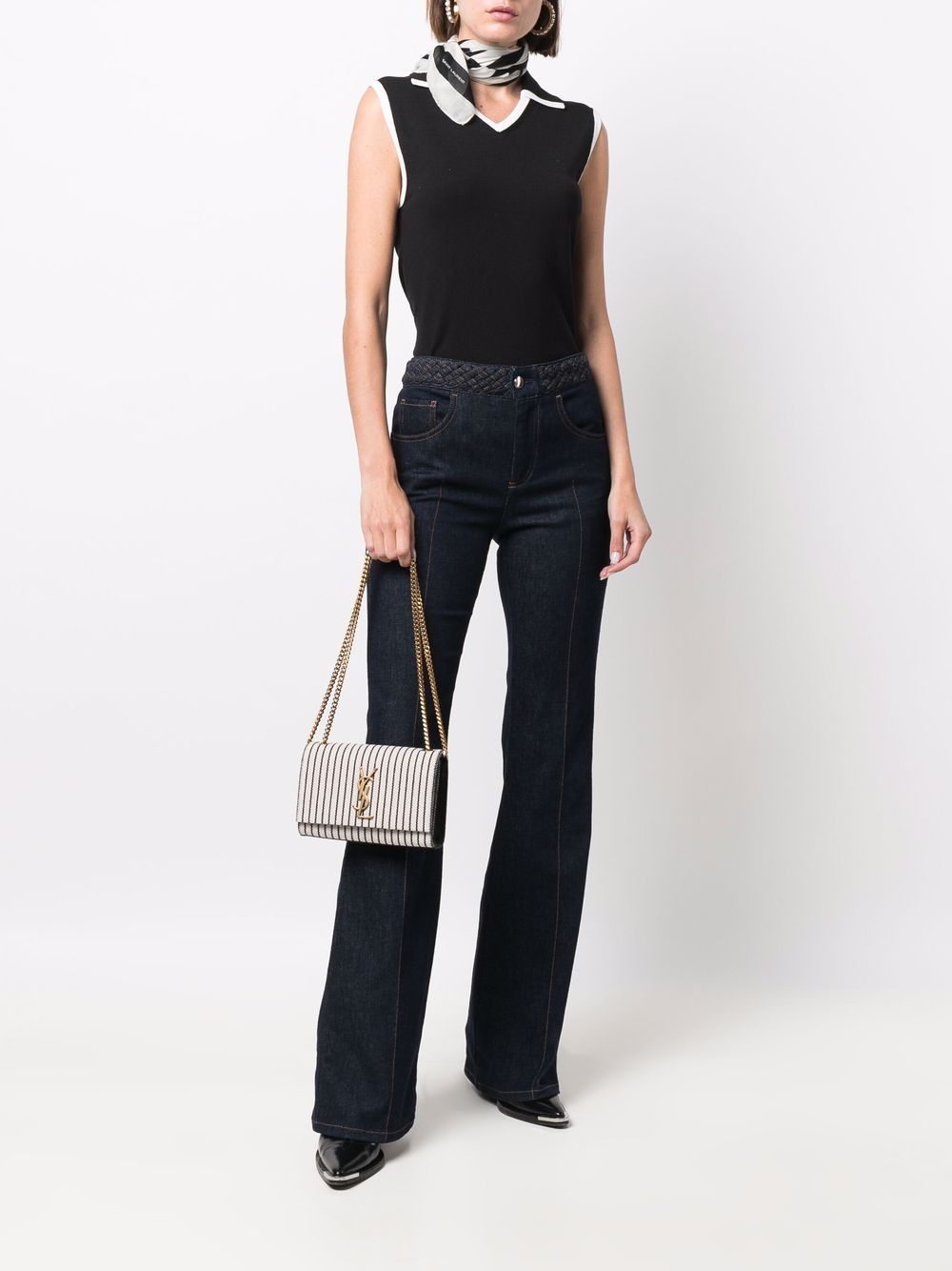 Saint Laurent Kate striped canvas shoulder bag