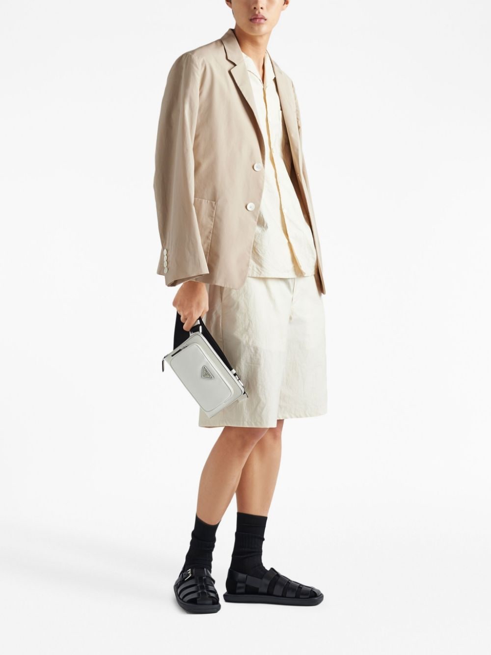 Pra*a logo-plaque leather messenger bag