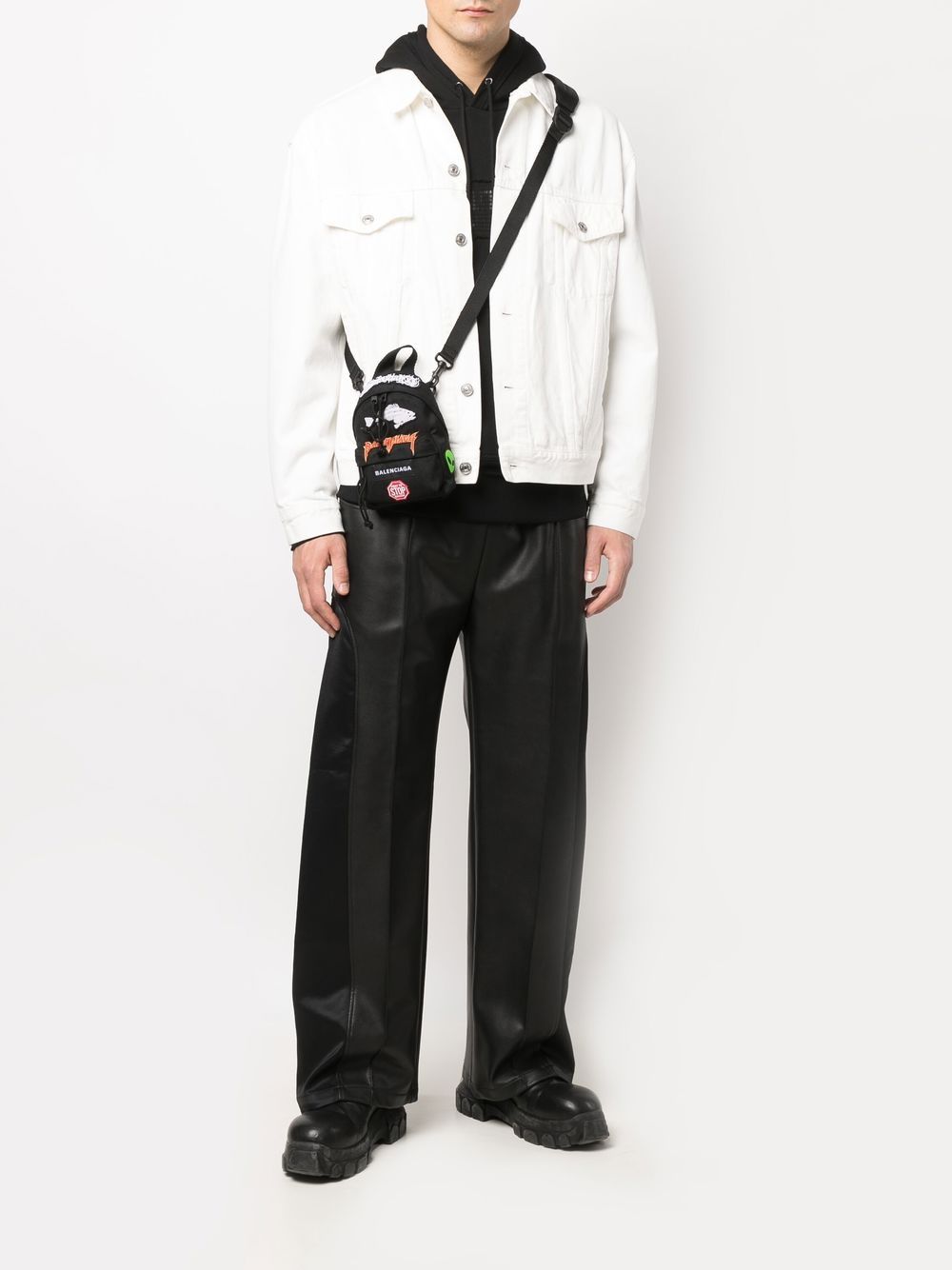 Ba*len*cia*ga patch-detail crossbody backpack