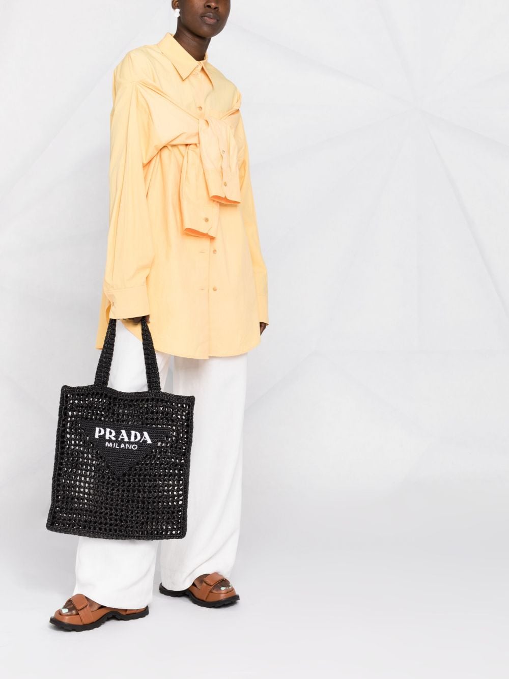 Pra*a interwoven-design logo-print shoulder bag