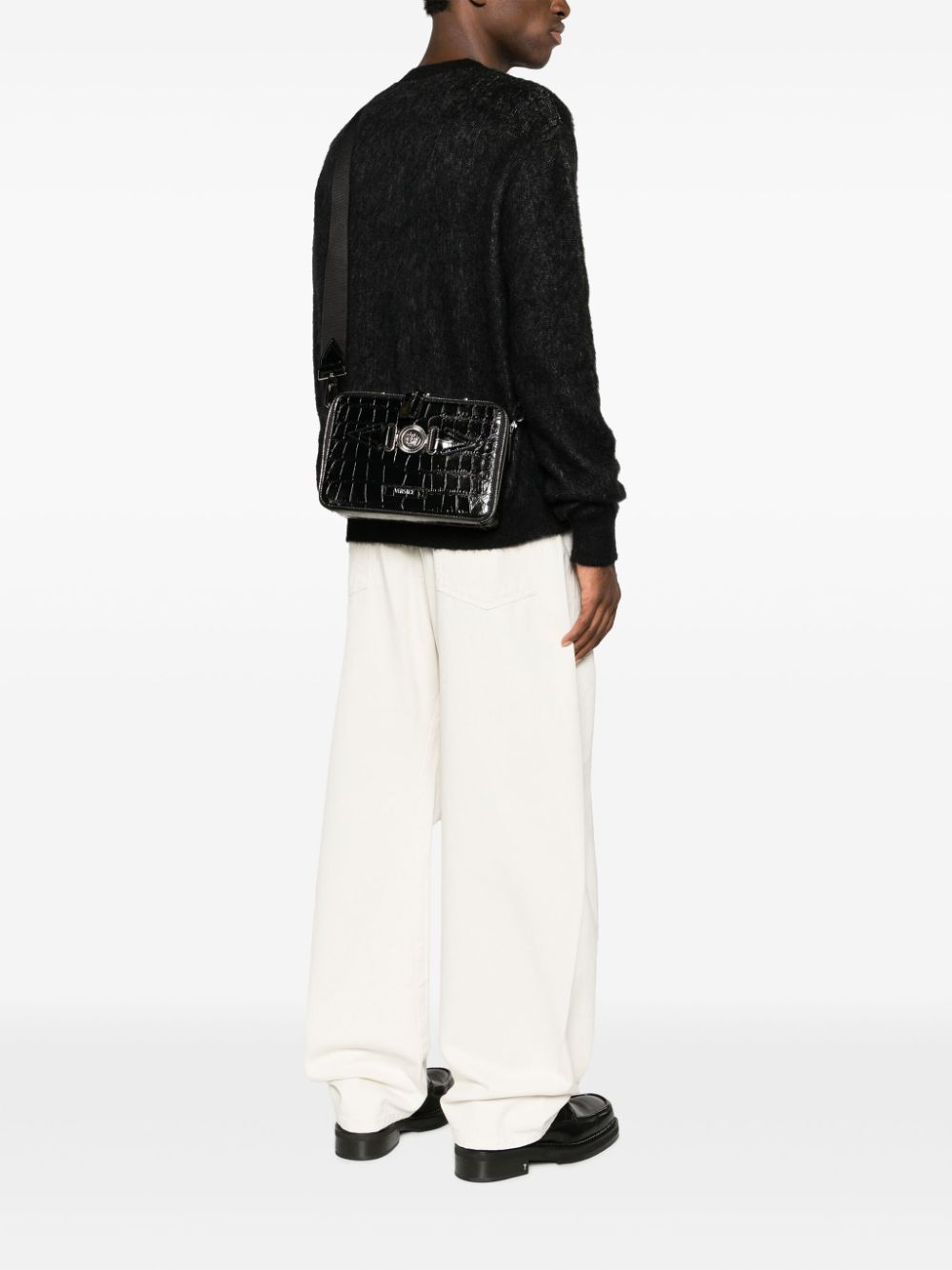 Versace Medusa-plaque leather messenger bag