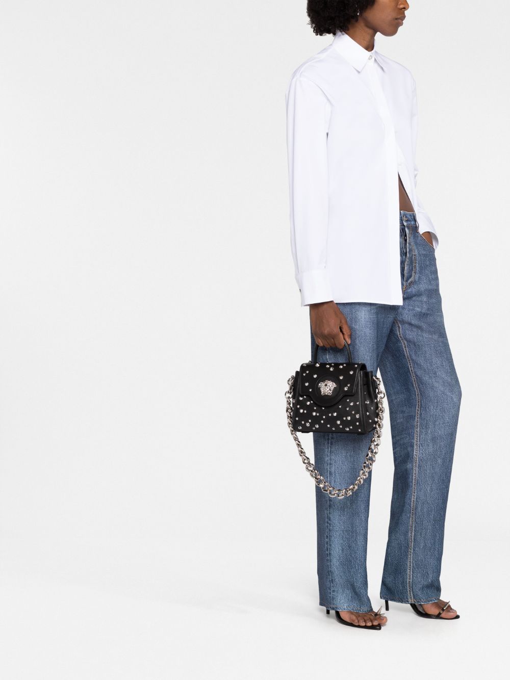 Versace small La Medusa studded top-handle bag