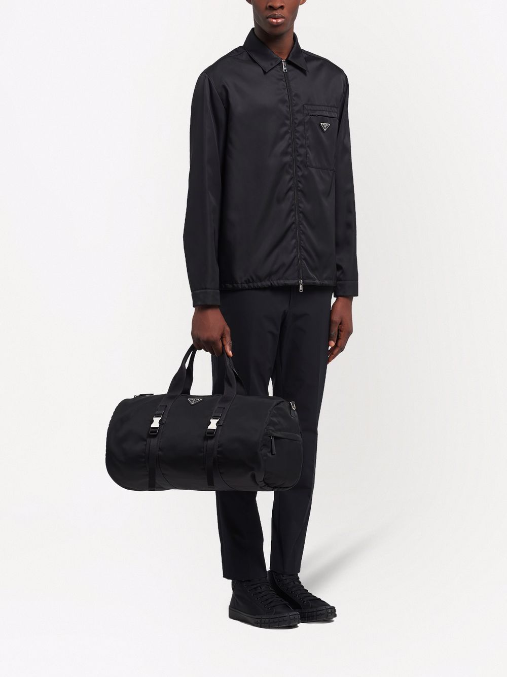 Pra*a logo-embossed saffiano leather bag