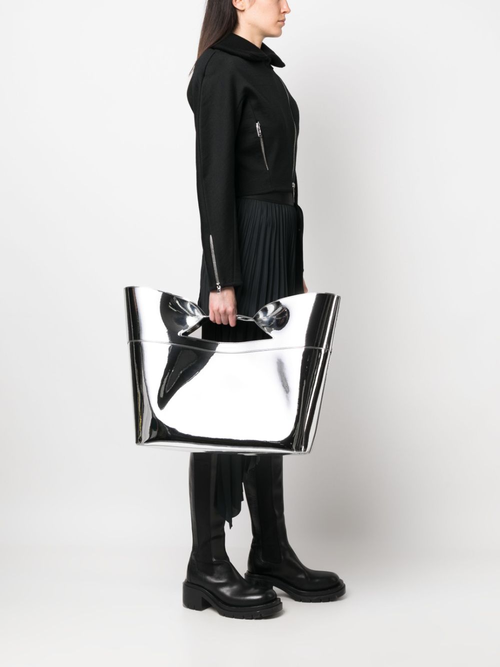 Alexander McQueen The Bow metallic leather tote bag