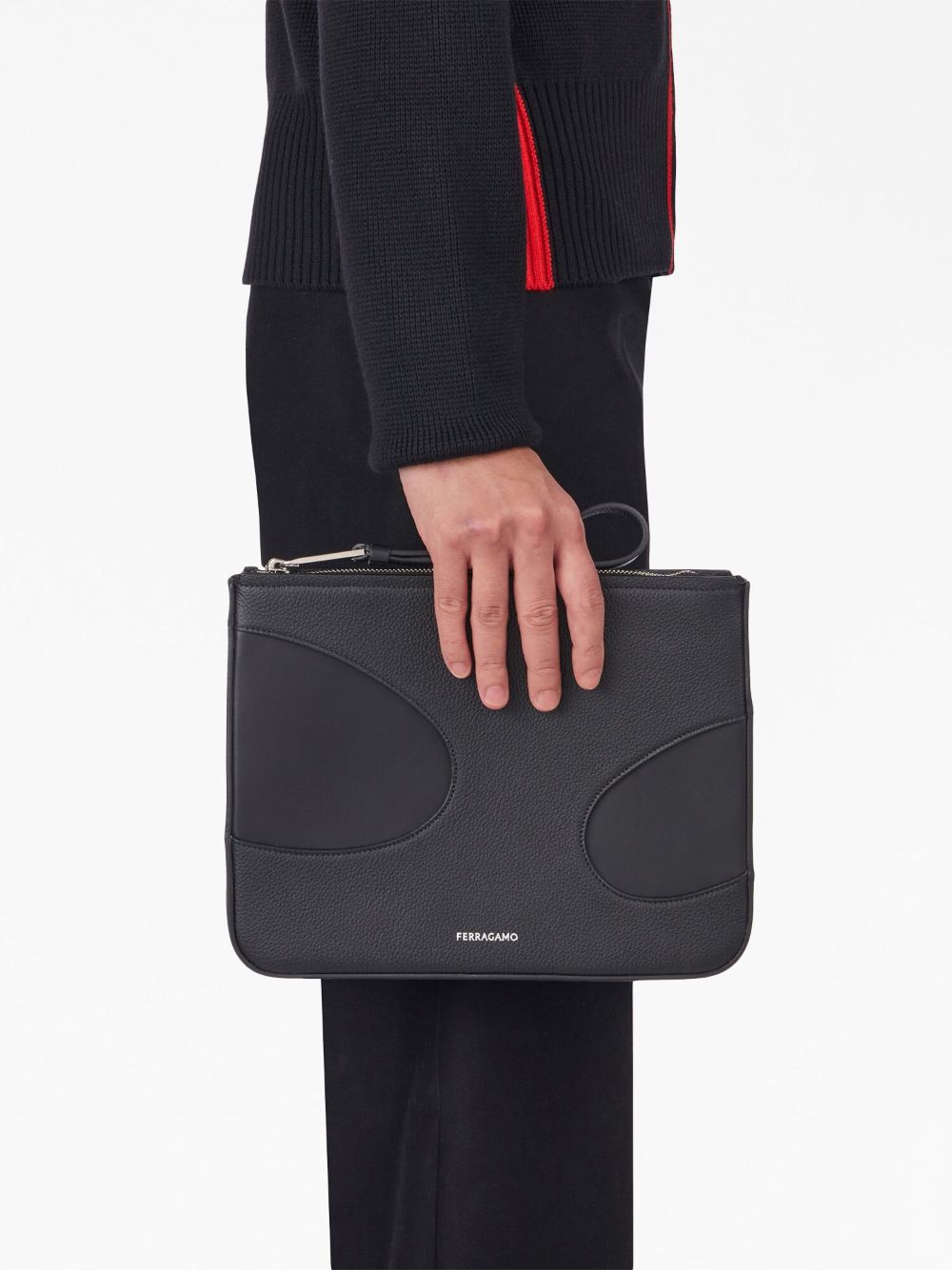 Ferragamo cut-out detailing leather clutch bag