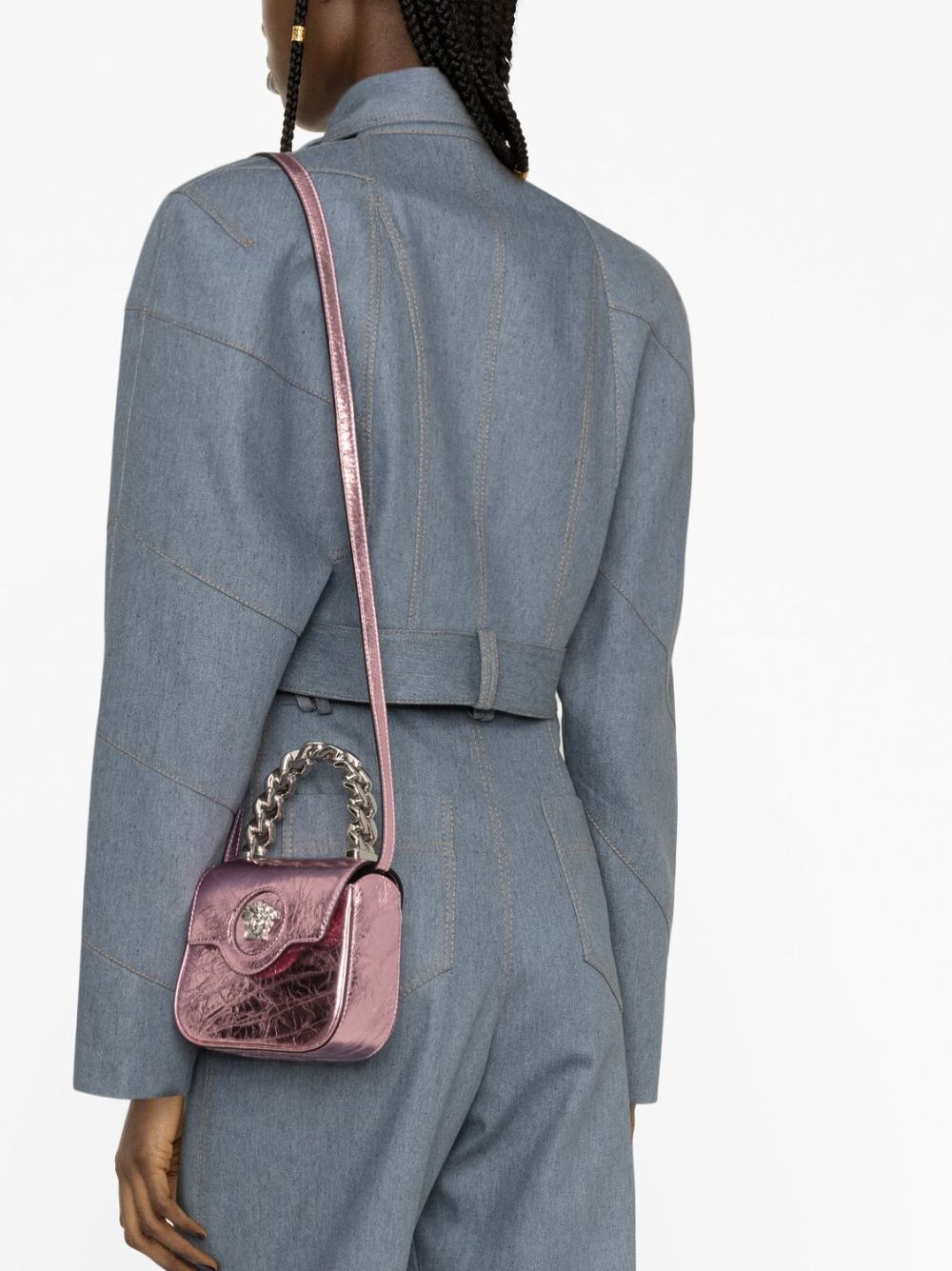 Versace La Medusa metallic leather mini bag