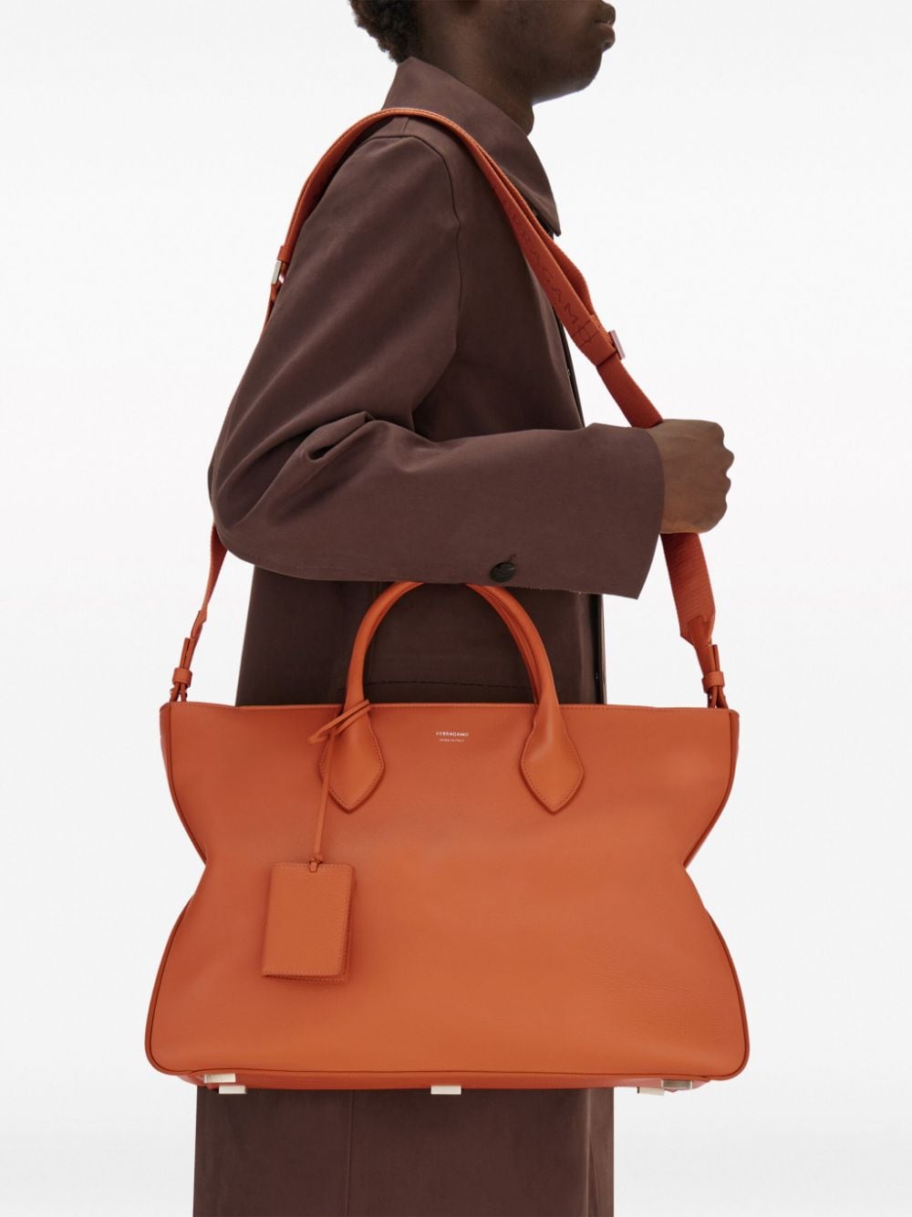 New Season  Ferragamo logo-print leather tote bag