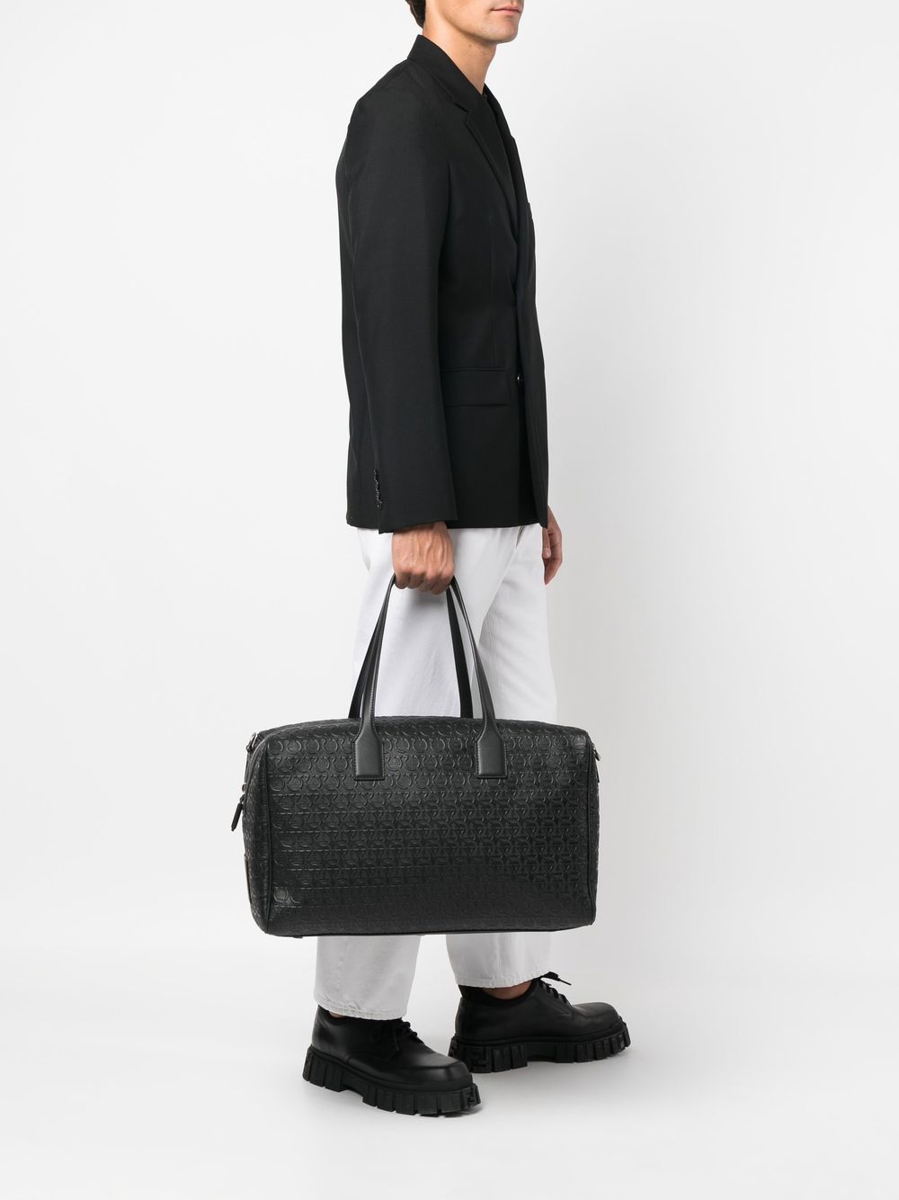 Ferragamo Gancini-embossed leather holdall