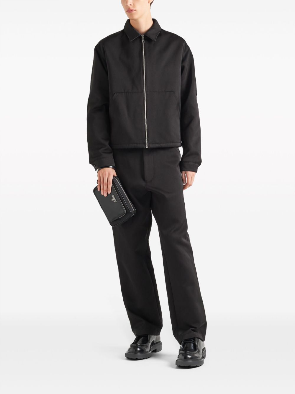 Pra*a triangle-logo panelled clutch bag