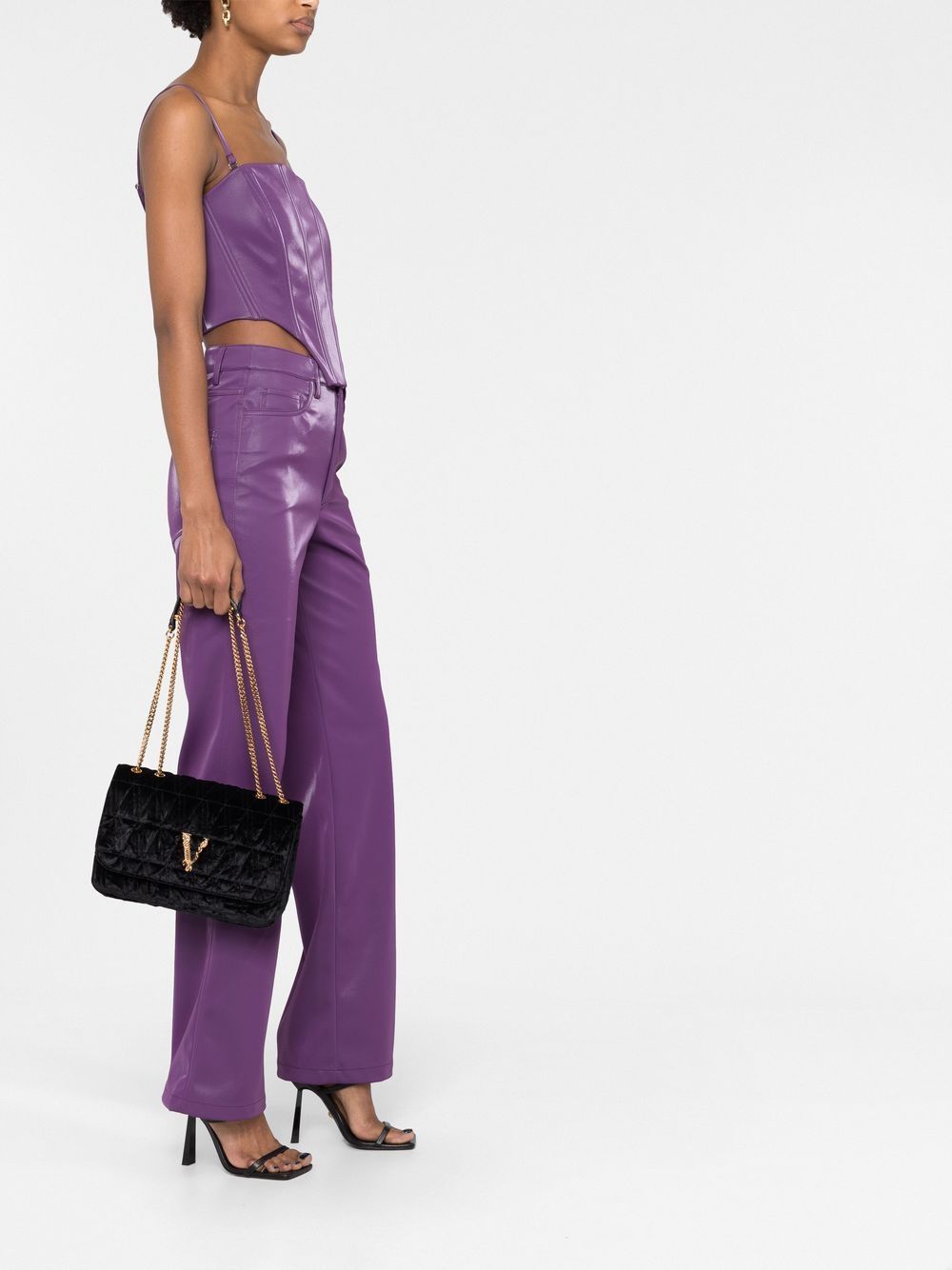 Versace Virtus velvet shoulder bag