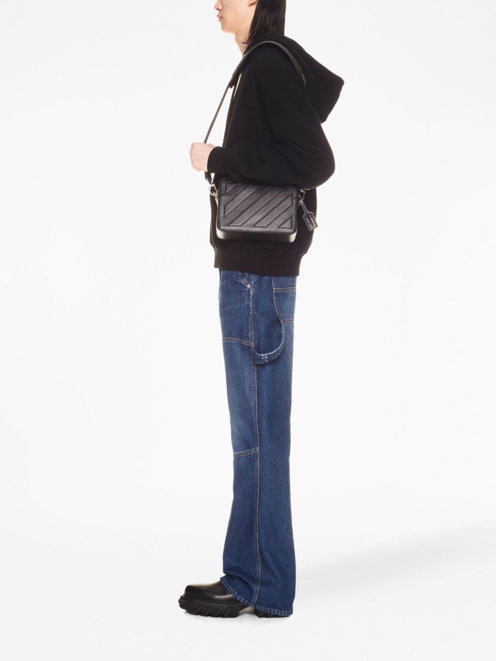 Off-White Diag-stripe leather camera bag