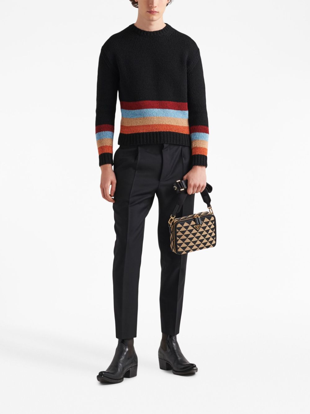 Pra*a symbole embroidered messenger bag