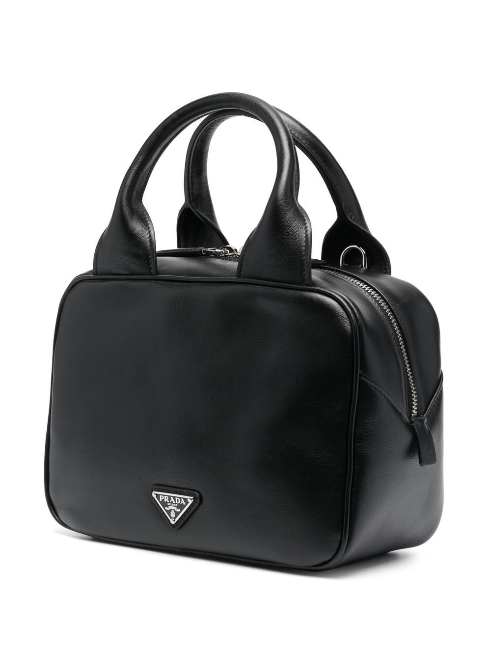 Pra*a logo-embossed leather tote bag