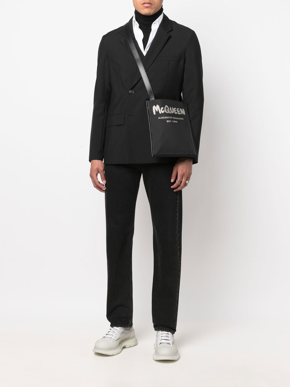 Alexander McQueen graffiti logo-print messenger bag