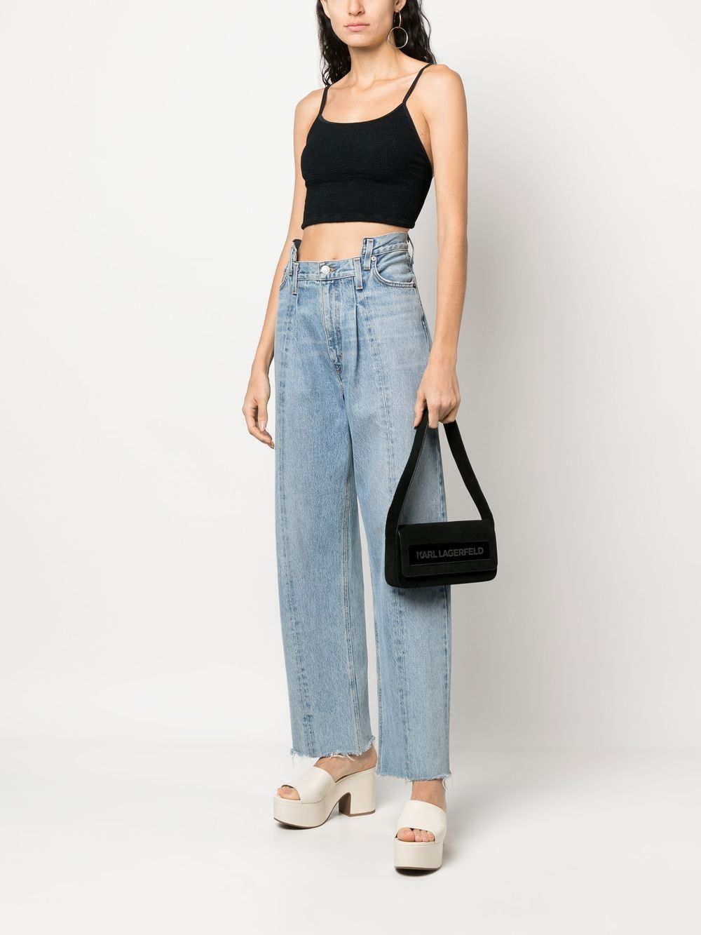 Karl Lagerfeld IKON K medium Flap suede shoulder bag