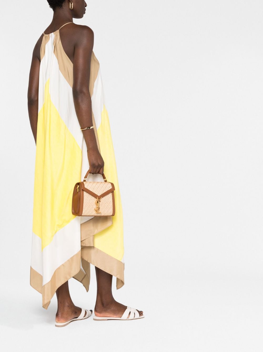 Saint Laurent mini Cassandra raffia tote bag