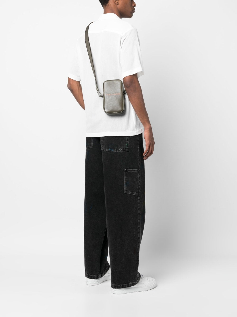 Off-White slogan-print leather bag