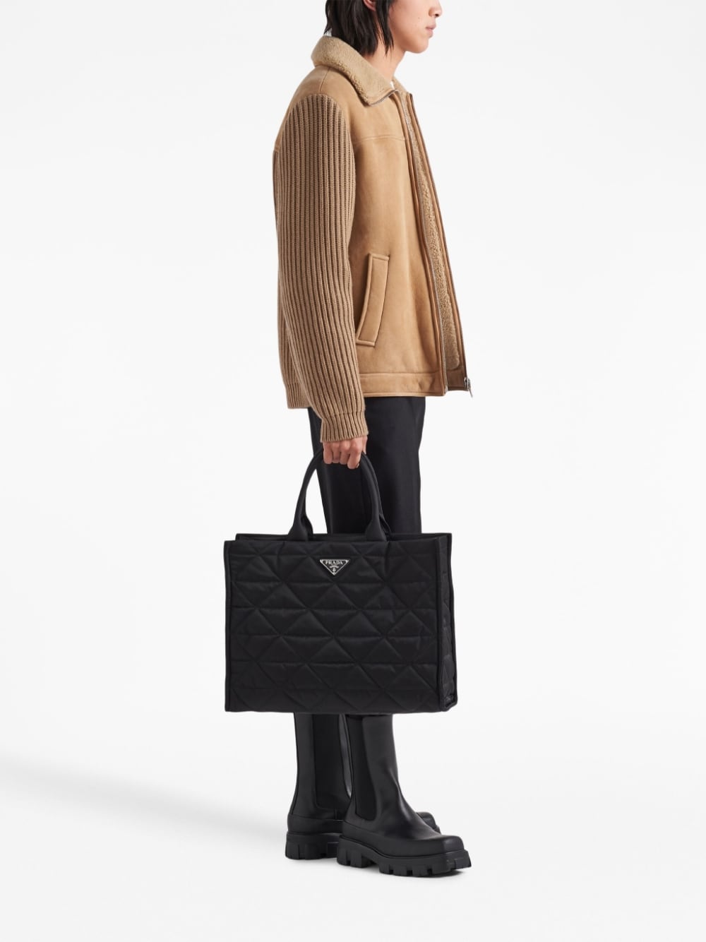 Pra*a re-nylon triangle logo tote bag