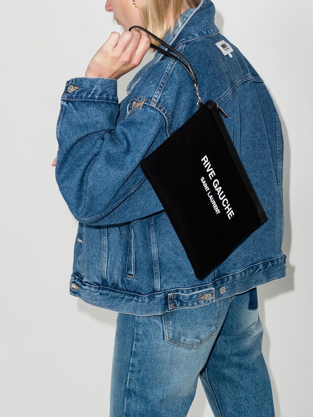 Saint Laurent logo print clutch