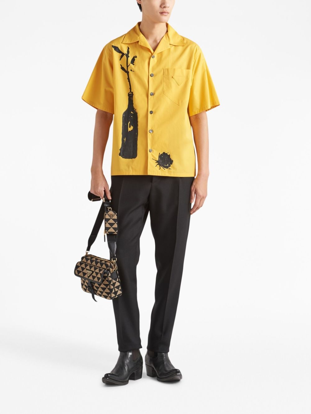 Pra*a symbole embroidered shoulder bag