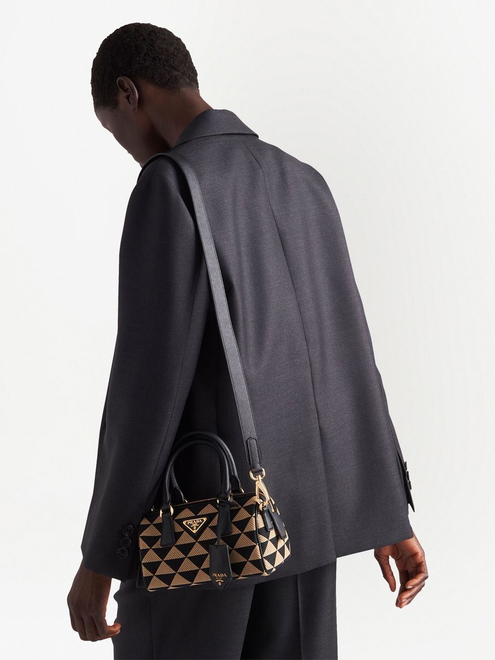 Pra*a symbole embroidered top-handle bag