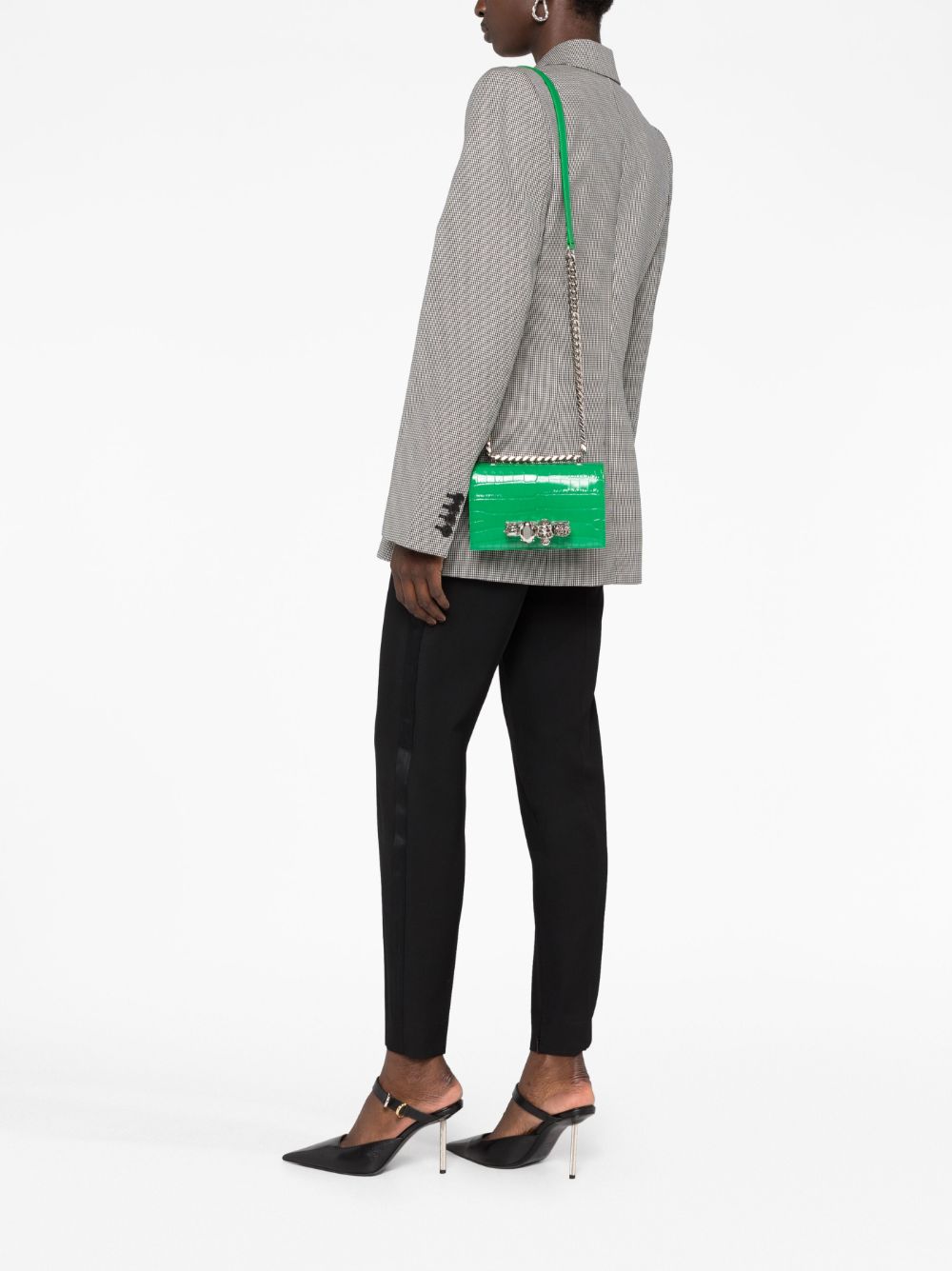 Alexander McQueen Jewelled crocodile-embossed shoulder bag