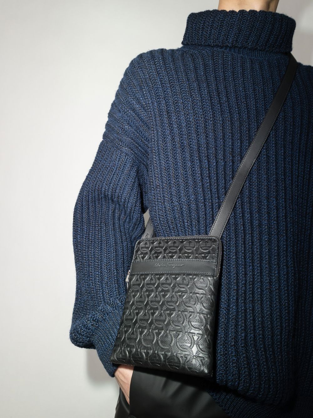 Ferragamo Gancini embossed messenger bag