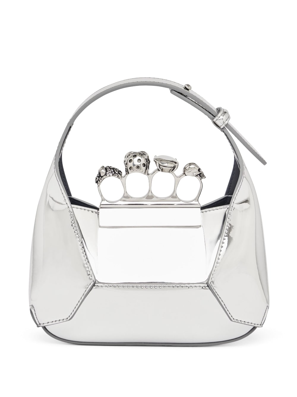 Alexander McQueen metallic Jewelled Hobo mini bag
