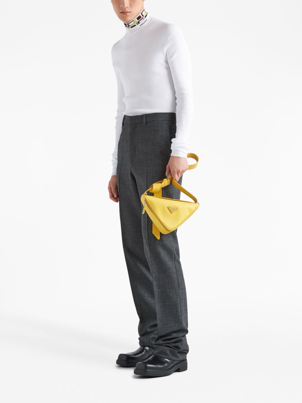 Pra*a triangle logo-plaque shoulder bag