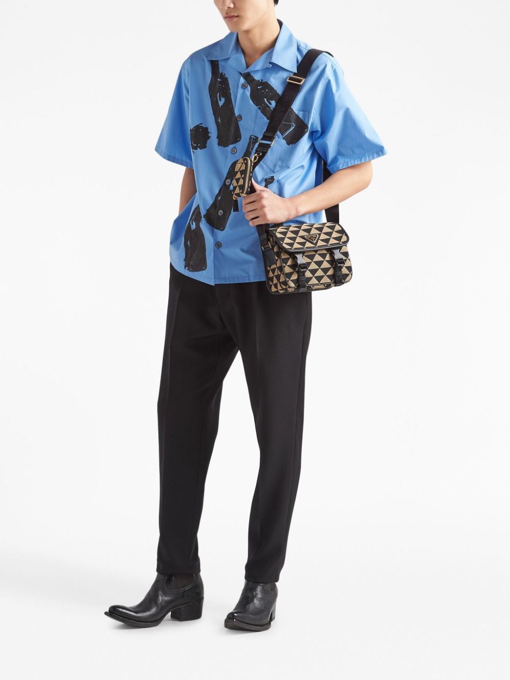 Pra*a symbole embroidered messenger bag