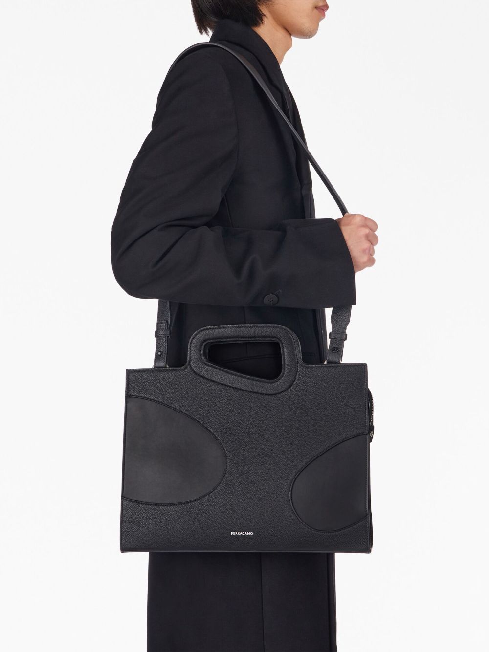 Ferragamo cut-out detail leather briefcase