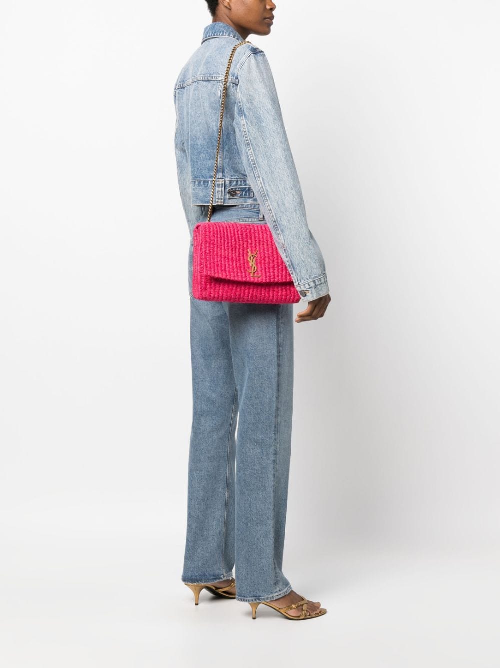 Saint Laurent Kate raffia shoulder bag