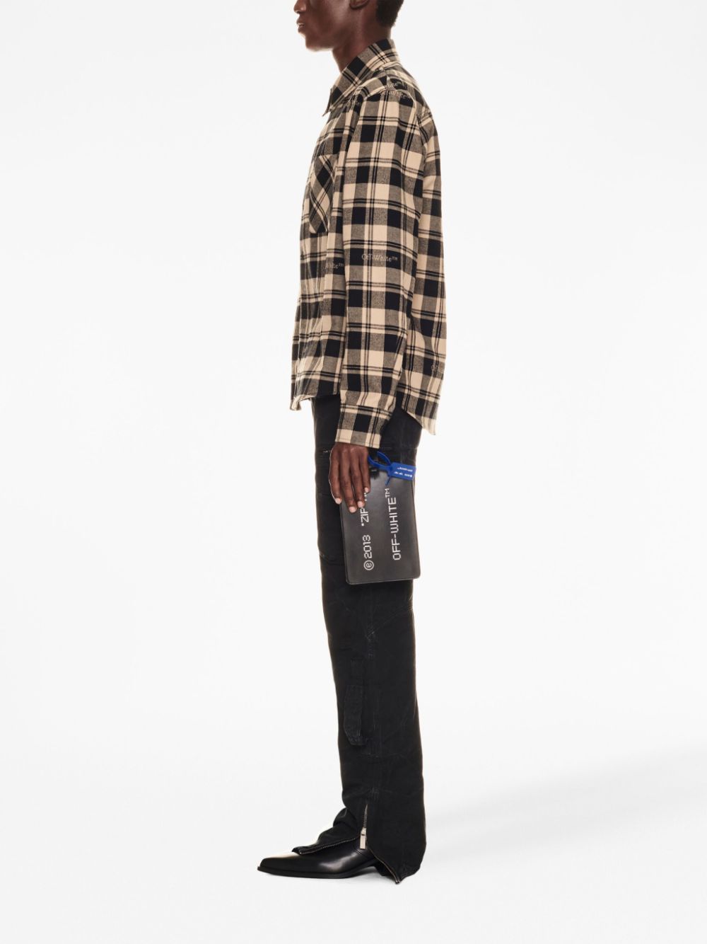 Off-White medium Zip Tie clutch bag