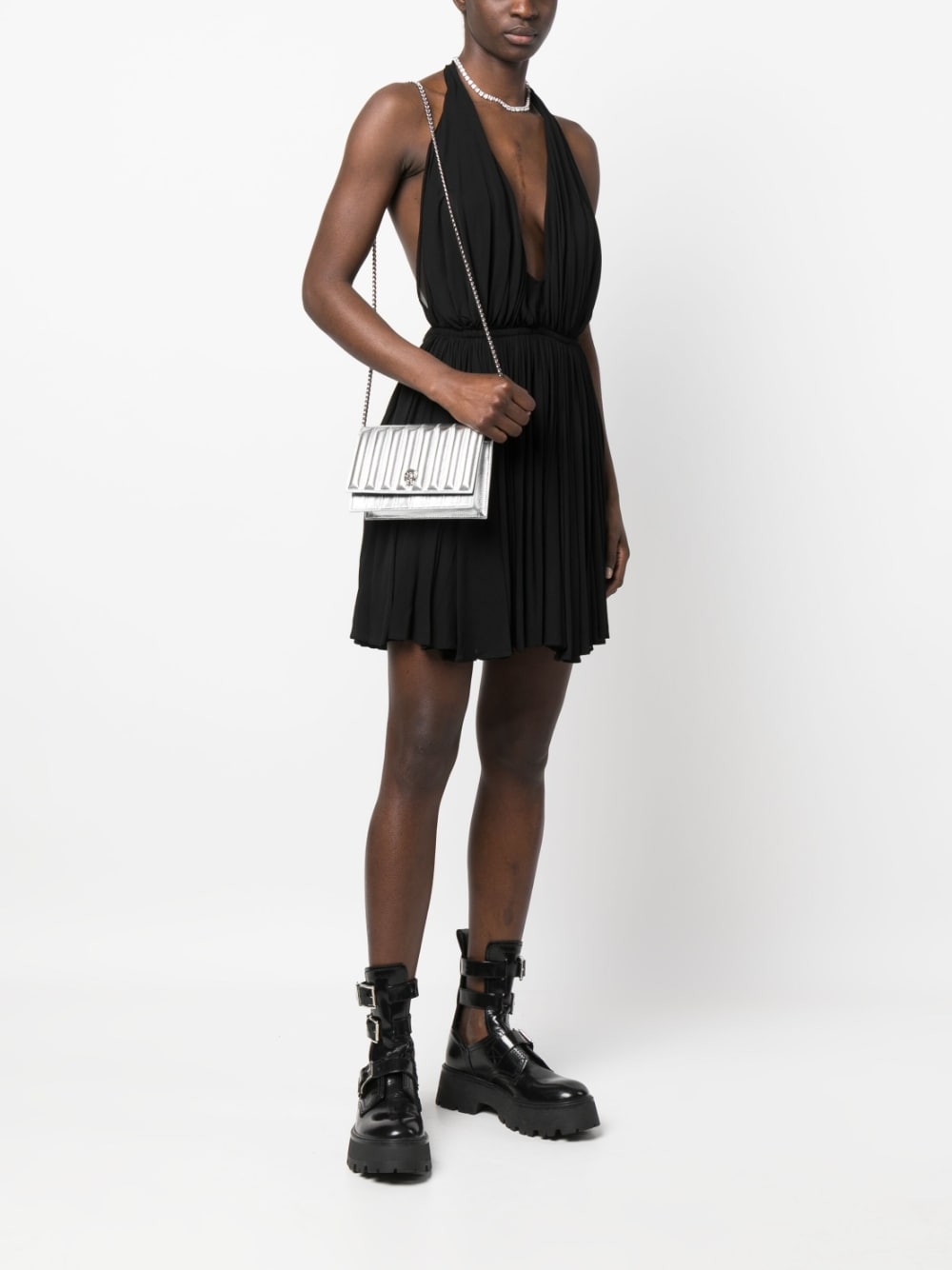 Alexander McQueen metallic-effect skull crossbody bag