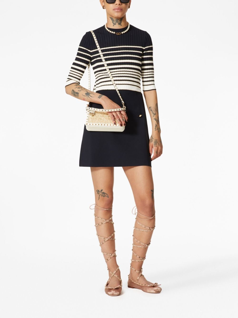 Valentino Garavani small Rockstud bouclé shoulder bag