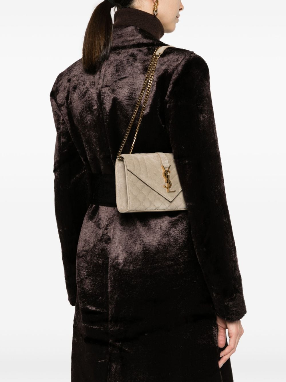 Saint Laurent small Envelope suede quilted shoulder bag