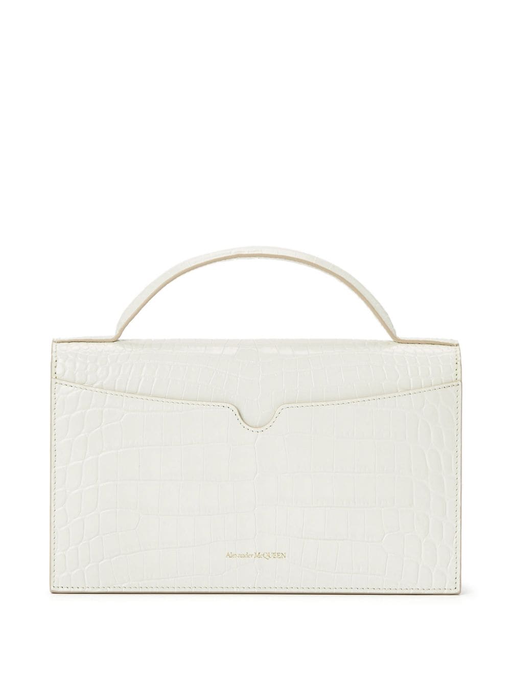 Alexander McQueen medium Skull croc-embossed shoulder bag