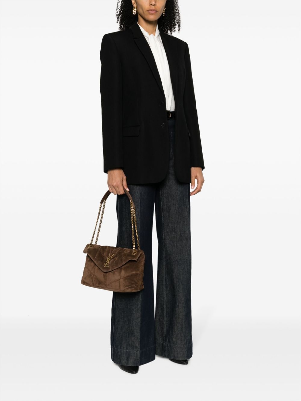 Saint Laurent Loulou Puffer small suede shoulder bag