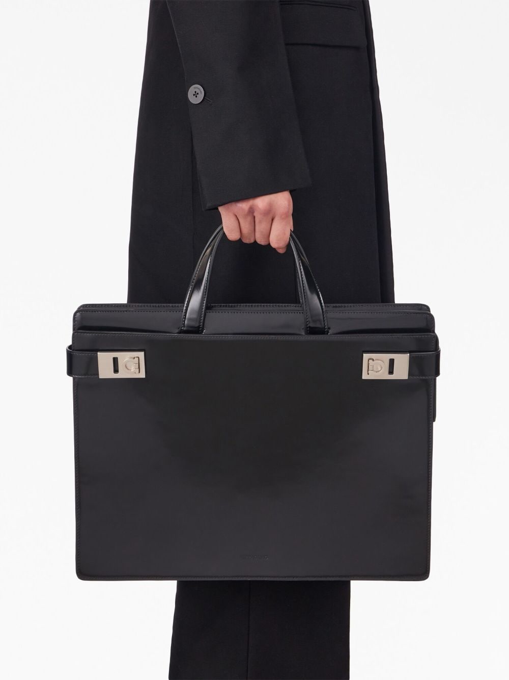 Ferragamo Gancini-buckle leather briefcase