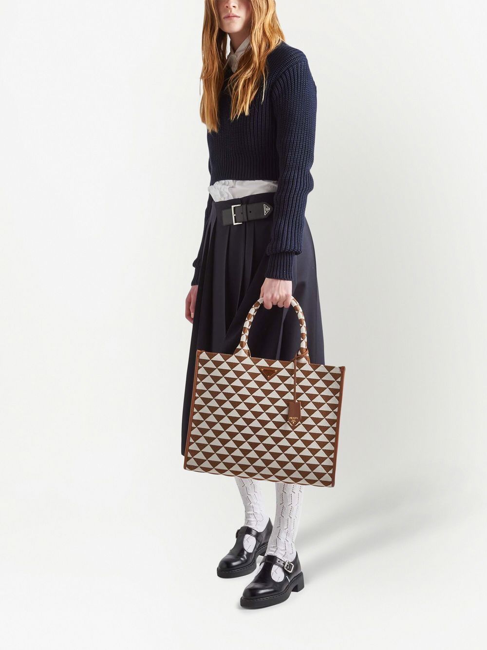 Pra*a large symbole embroidered tote bag