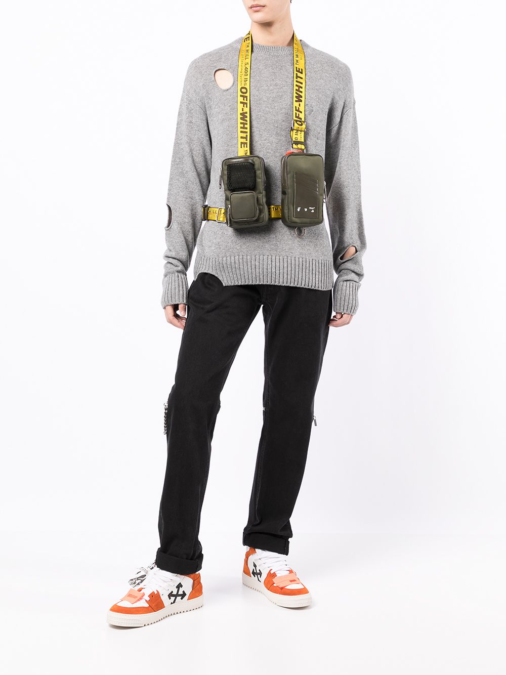 Off-White double-pouch Industrial-strap bag