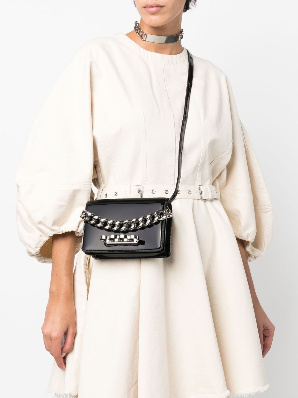 Alexander McQueen Four ring patent-leather tote bag