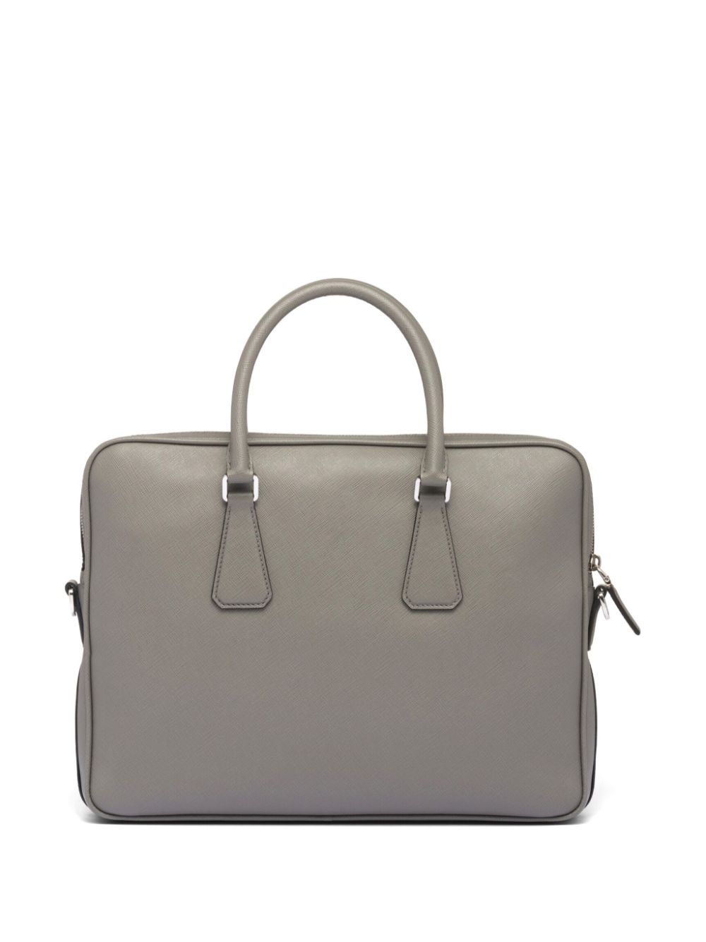 Pra*a triangle-logo saffiano leather briefcase