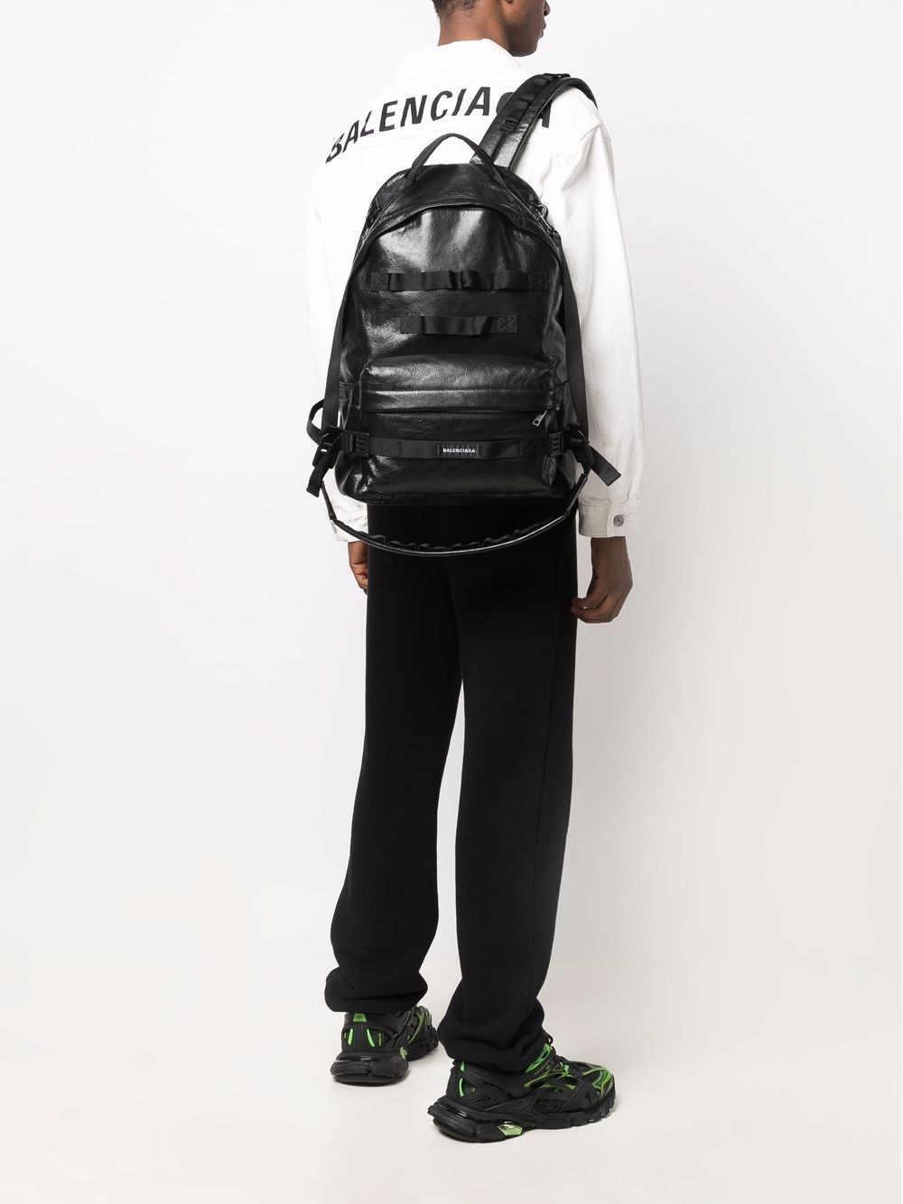 Ba*len*cia*ga army multicarry leather backpack