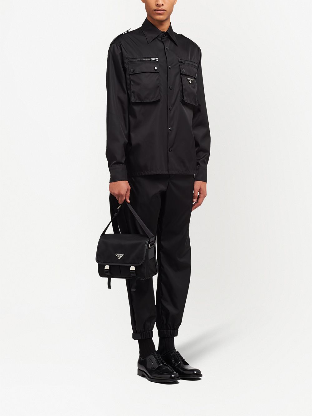 Pra*a small re-nylon and saffiano leather shoulder bag