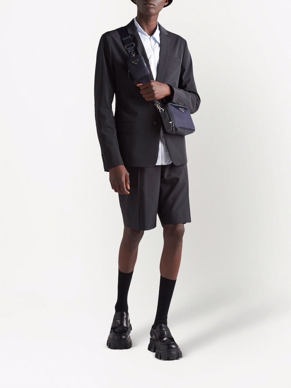 Pra*a triangle-logo brique messenger bag