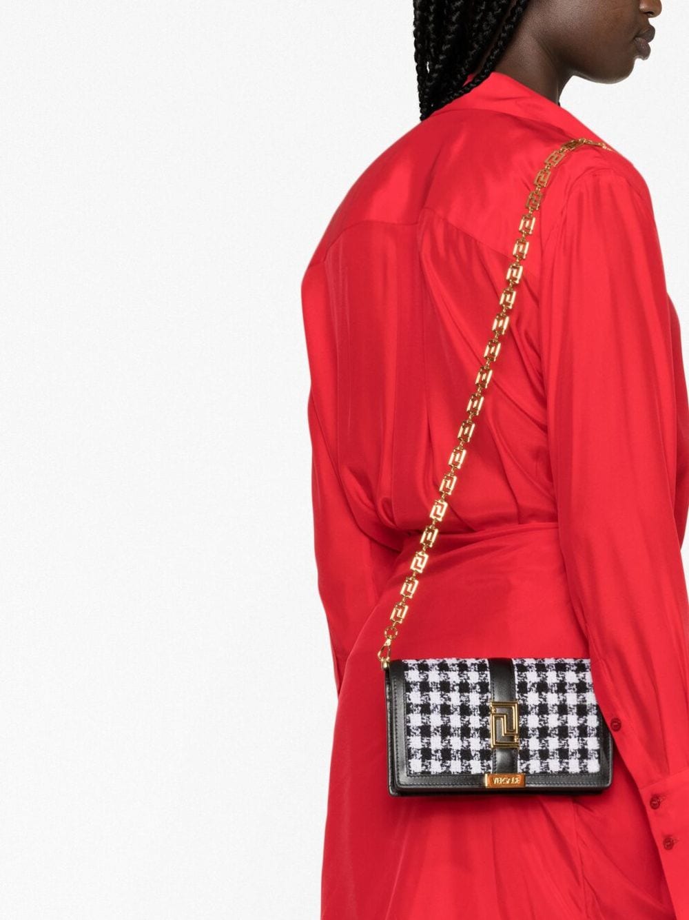 Versace Greca Goddess tweed mini bag