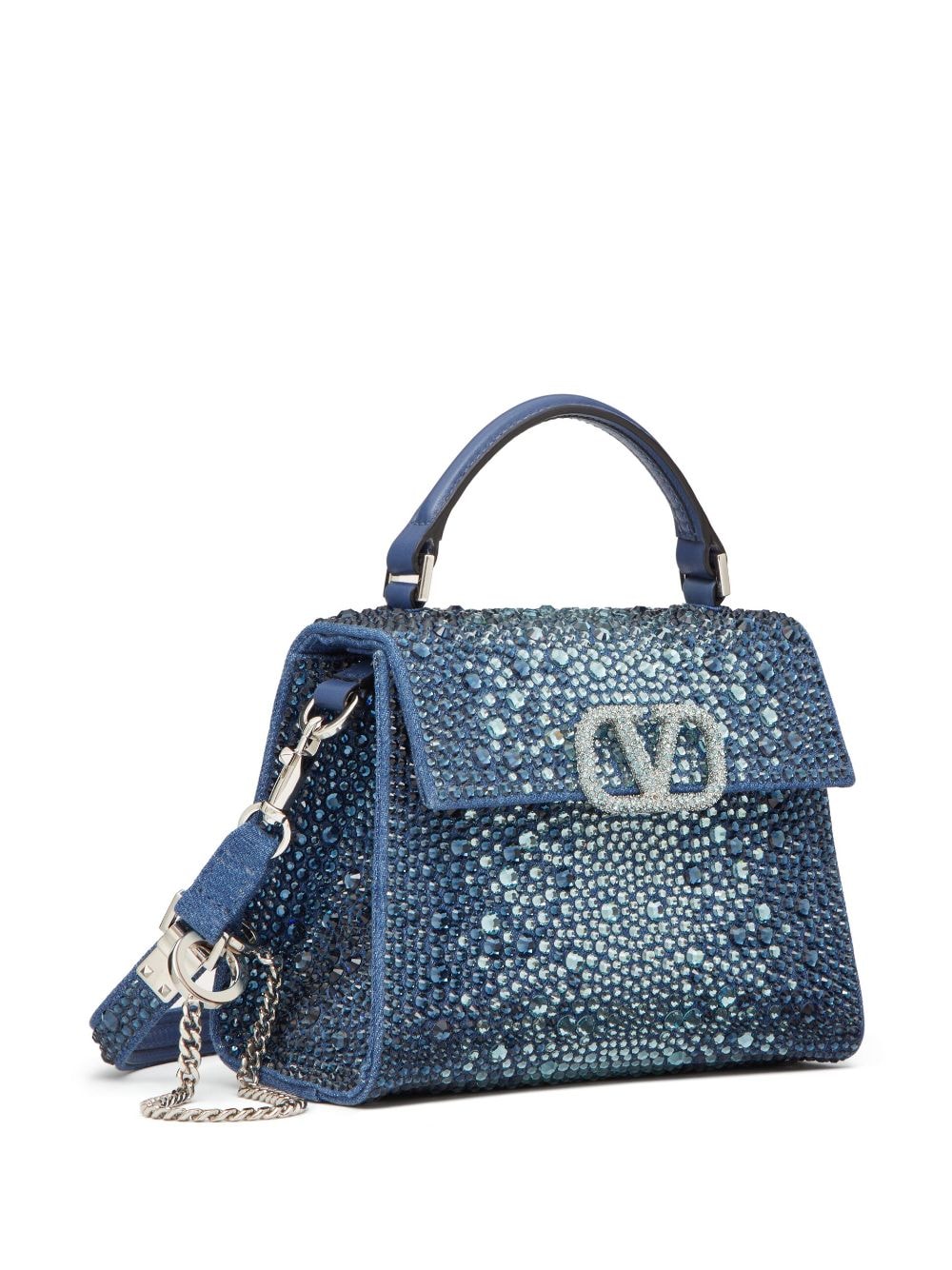 Valentino Garavani mini VSling rhinestone-embellished denim handbag