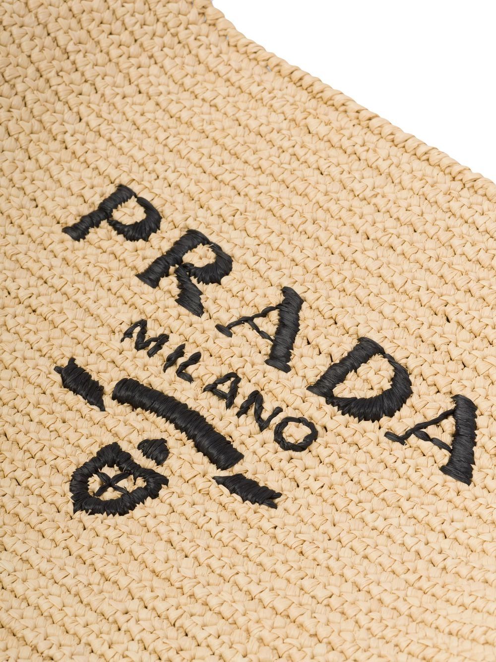 Pra*a logo-embroidered raffia tote bag