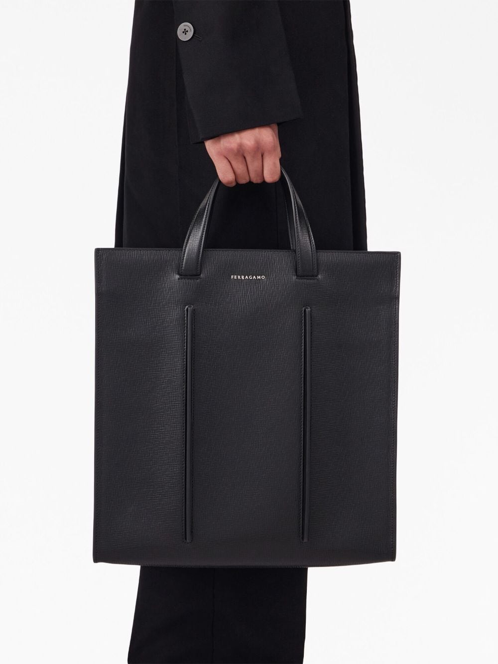 Ferragamo logo-print leather tote bag